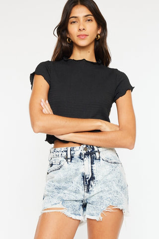 Kancan Full Size Distressed High Waist Denim Shorts Trendsi