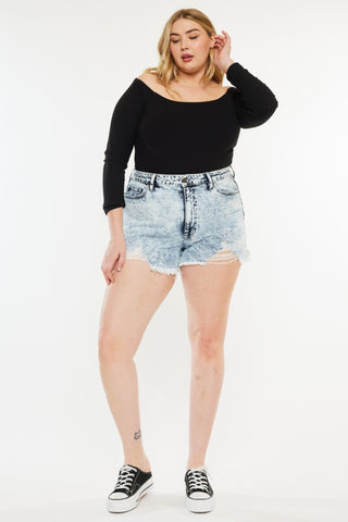 Kancan Full Size Distressed High Waist Denim Shorts Trendsi