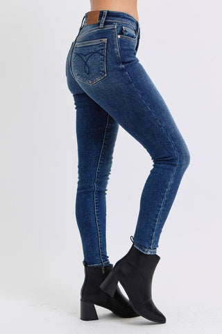 Judy Blue Full Size Run Mid-Rise Waist Skinny Jeans with Thermal Lining Trendsi