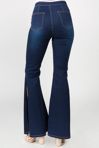 American Bazi Side Slit Flare Jeans Trendsi