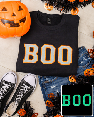 PREORDER: Glow in the Dark Boo Applique Sweatshirt Ave Shops