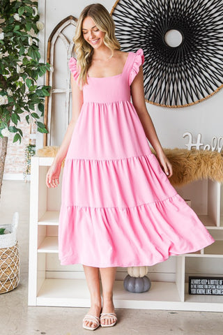 Reborn J Ruffled Sleeveless Tiered Midi Dress Trendsi