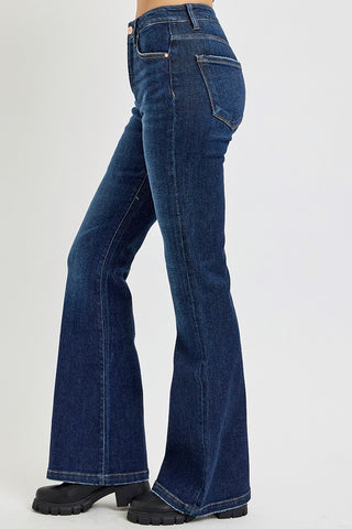 RISEN Full Size High Rise Flare Jeans with Pockets Trendsi