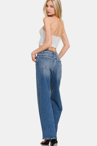 Zenana High Rise Wide Leg Jeans with Pockets Trendsi