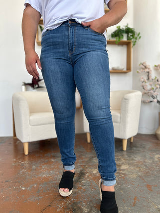 Judy Blue Full Size Cuffed Hem Skinny Jeans Trendsi