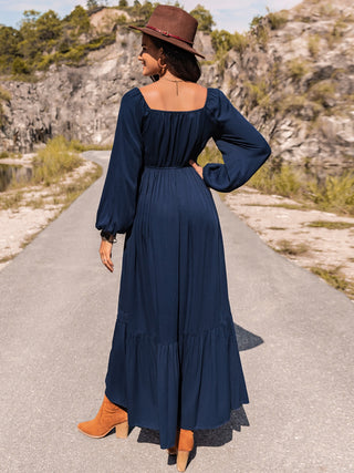 Long Sleeve Lace Trim Maxi Dress Trendsi