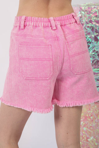 VERY J  Washed Raw Hem Denim Shorts Trendsi