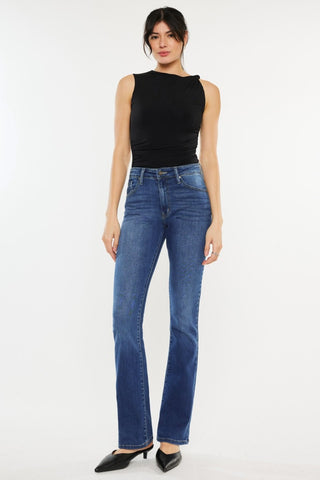 Kancan High Rise Slim Bootcut Jeans Trendsi