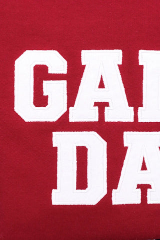 PREORDER: Embroidered Glitter Game Day Sweatshirt in Crimson/White Ave Shops