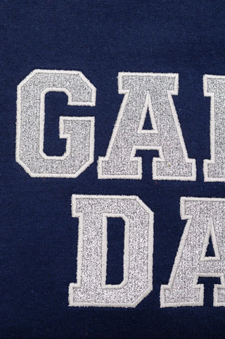 PREORDER: Embroidered Glitter Game Day Sweatshirt in Navy/Silver Ave Shops