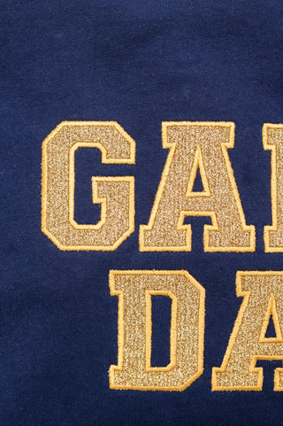 PREORDER: Embroidered Glitter Game Day Sweatshirt in Navy/Old Gold Ave Shops