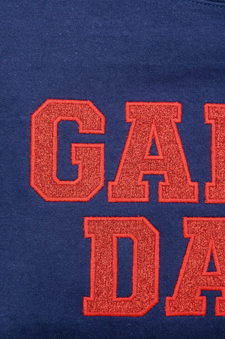 PREORDER: Embroidered Glitter Game Day Sweatshirt in Navy/Red Ave Shops