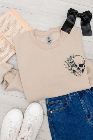 PREORDER: Embroidered Floral Skull Sweatshirt Ave Shops