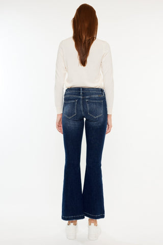 Kancan Mid Rise Button Fly Flare Jeans Trendsi