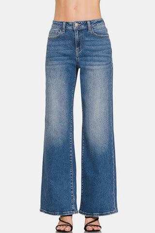 Zenana High Rise Wide Leg Jeans with Pockets Trendsi