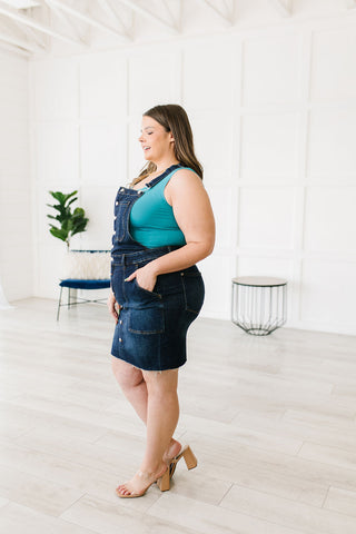 Agnes Denim Overall Dress - Fashion Are Us 