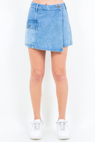 American Bazi Cargo Pocket Denim Skort Trendsi