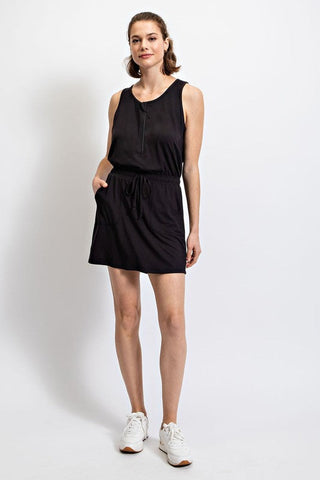 Butter Soft Half Hip Sleeveless Romper Dress in Black - Fashion Are Us 