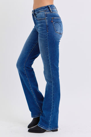 Judy Blue Full Size Run Mid-Rise Bootcut Jeans with Thermal Lining Trendsi