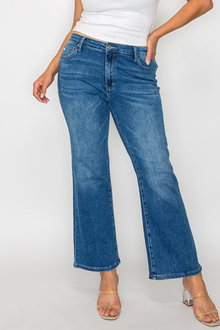 bytos Full Size Cat's Whiskers Mid Rise Ankle Jeans Trendsi