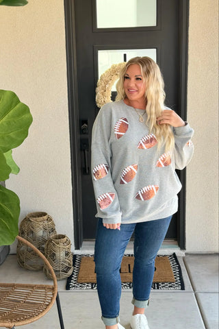 PREORDER: Game Day Sequin Football Pullover Ave Shops