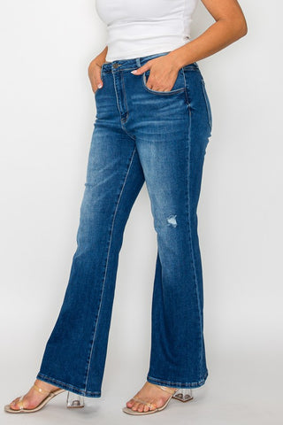 bytos Full Size High Rise Bootcut Jeans with Pockets Trendsi