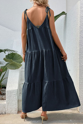 Perfee Tie-Shoulder Tiered Maxi Dress Trendsi