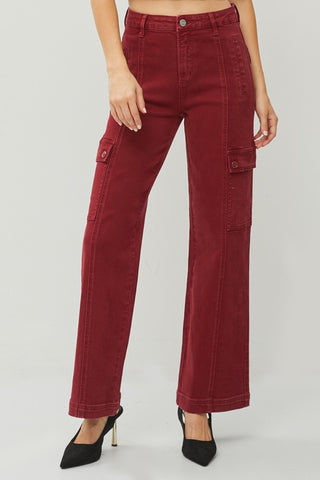 RISEN Full Size High Rise Wide Leg Cargo Jeans Trendsi