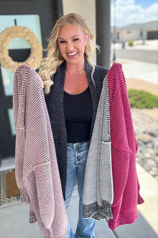 PREORDER: Contrast Trim Knit Cardigan in Four Colors Ave Shops