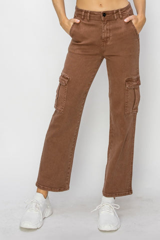 Risen Full Size High Rise Cargo Jeans Trendsi