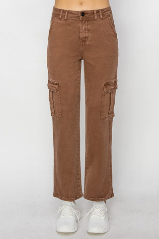 Risen Full Size High Rise Cargo Jeans Trendsi