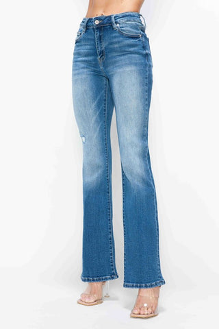 bytos Full Size Distressed High Rise Jeans with Pockets Trendsi