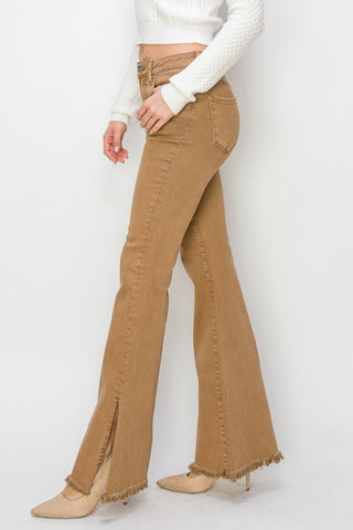 RISEN Bailey Full Size High Waist Side Slit Flare Jeans Trendsi