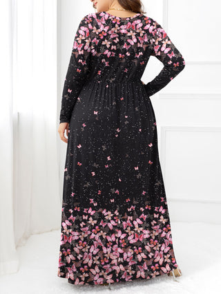 Plus Size Round Neck Maxi Dress with Pockets Trendsi