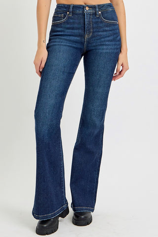 RISEN Full Size High Rise Flare Jeans with Pockets Trendsi