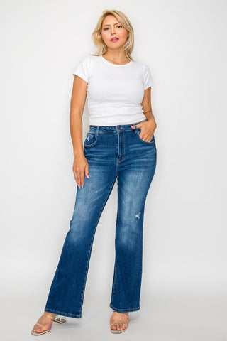 bytos Full Size High Rise Bootcut Jeans with Pockets Trendsi