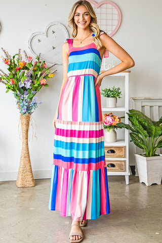 Striped Sleeveless Maxi Dress Trendsi