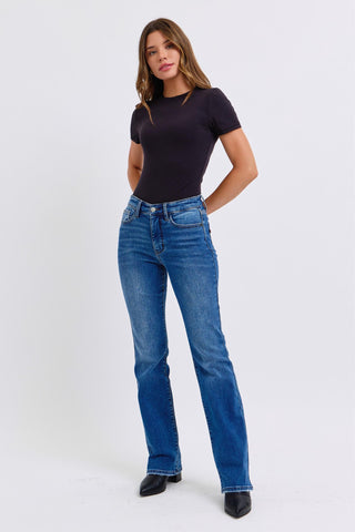 Judy Blue Full Size Run Mid-Rise Bootcut Jeans with Thermal Lining Trendsi