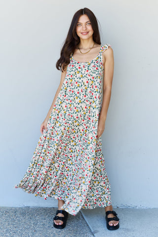 Doublju In The Garden Ruffle Floral Maxi Dress in Natural Rose Trendsi