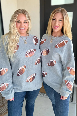 PREORDER: Game Day Sequin Football Pullover Ave Shops