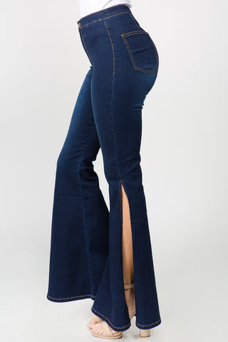 American Bazi Side Slit Flare Jeans Trendsi