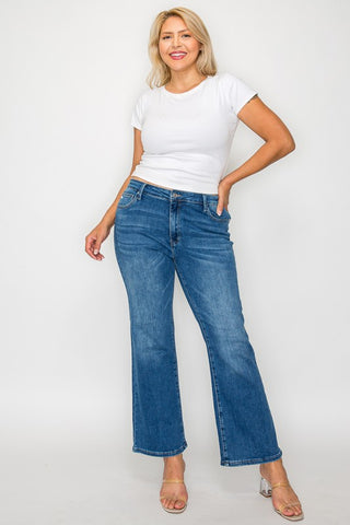 bytos Full Size Cat's Whiskers Mid Rise Ankle Jeans Trendsi