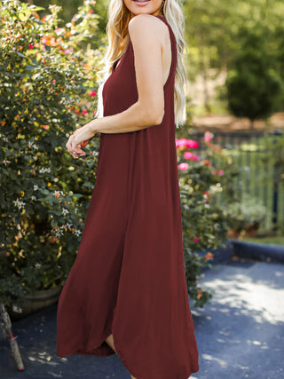 Full Size V-Neck Midi Tank Dress Trendsi