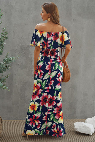 Floral Layered Off-Shoulder Maxi Dress Trendsi