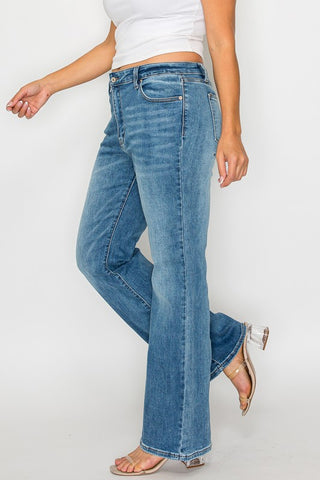 bytos Full Size Cat's Whiskers Mid Rise Bootcut Jeans Trendsi