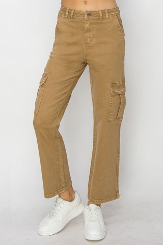 Risen Full Size High Rise Cargo Jeans Trendsi