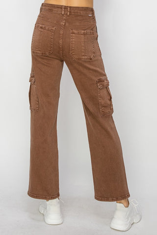 Risen Full Size High Rise Cargo Jeans Trendsi