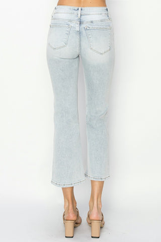 RISEN Full Size Mid Rise Cropped Flare Jeans Trendsi