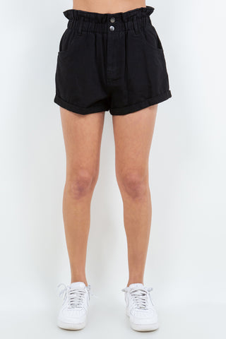 American Bazi High Waist Paper Bag Shorts Trendsi