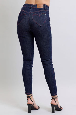 Judy Blue Full Size Heart Shaped Back Pockets Skinny Jeans Trendsi